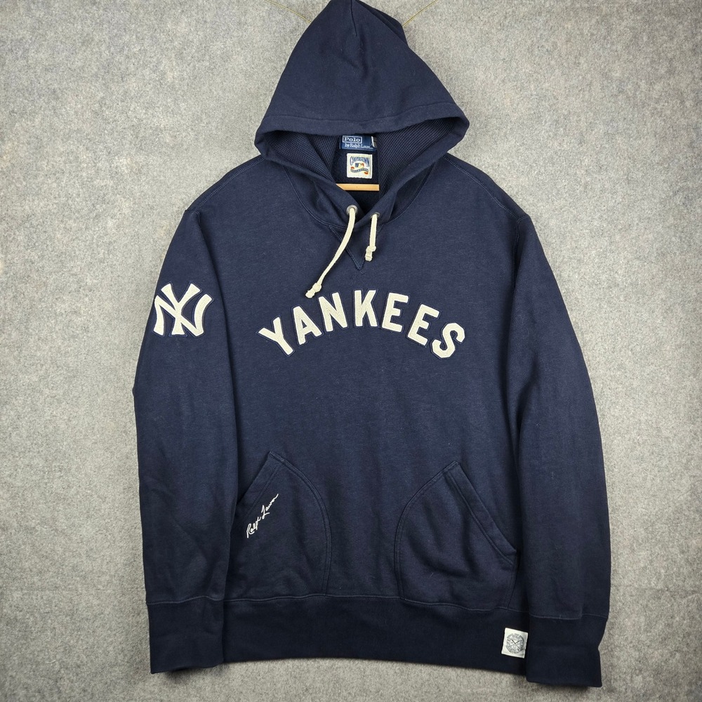 Polo Ralph Lauren Yankees Hoodie Mens XL Navy Blue MLB Cooperstown Collection
